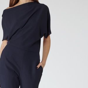REISS Partial Off the Shoulder Jumpsuit, Slate